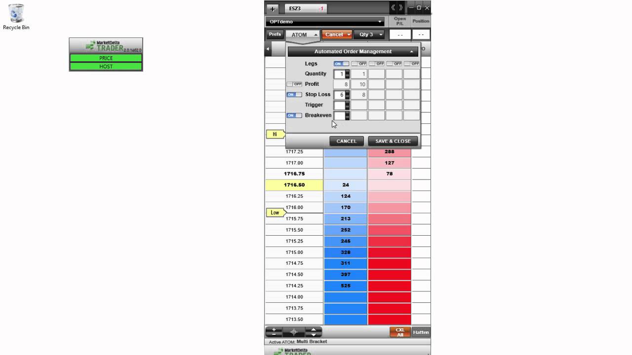 Market Delta Trader – Configuring Breakeven Exit Strategies
